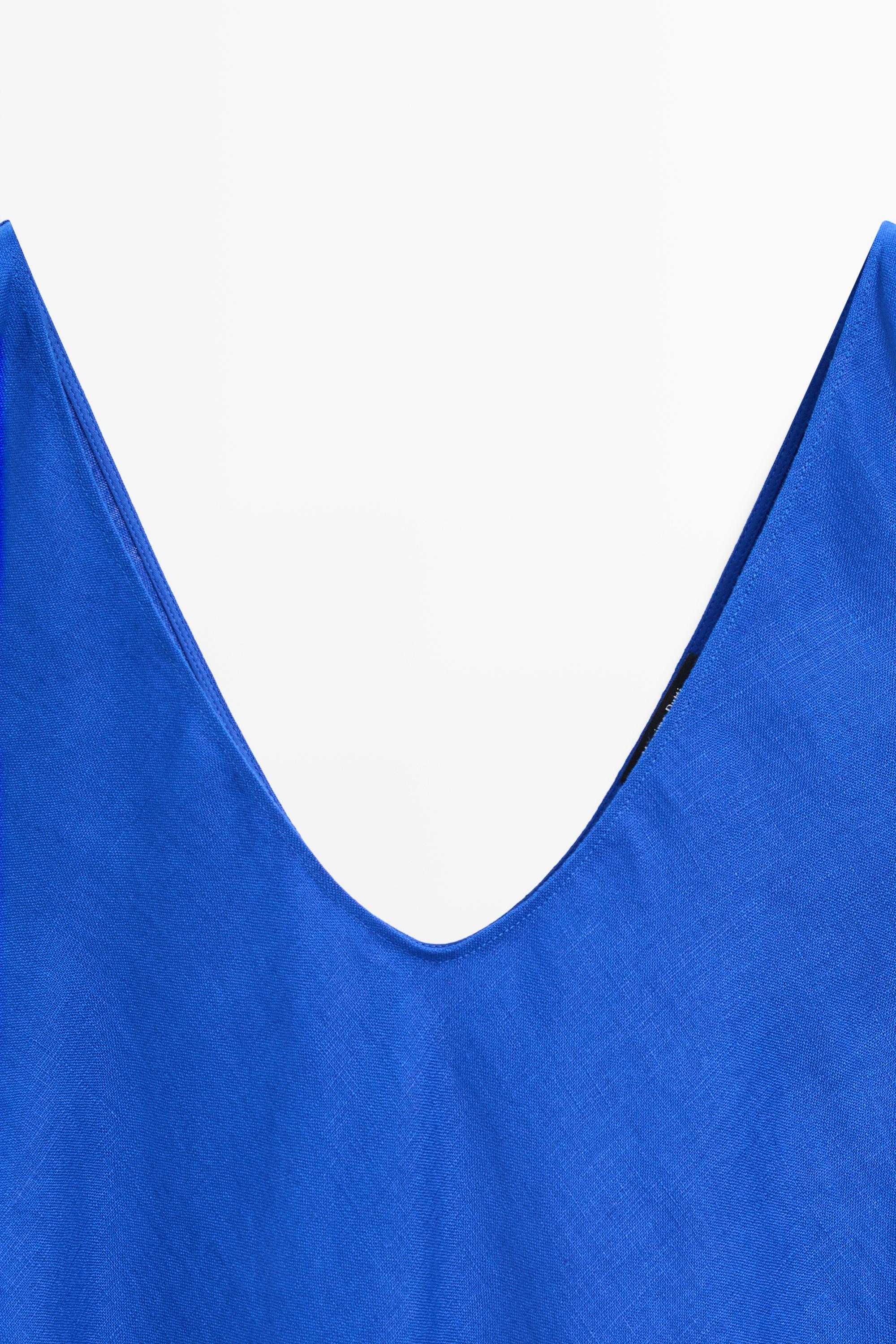 100% linen strap midi dress